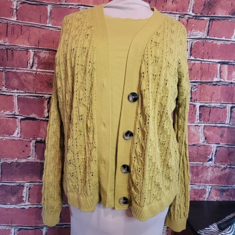 Chartreuse Cardigan Set